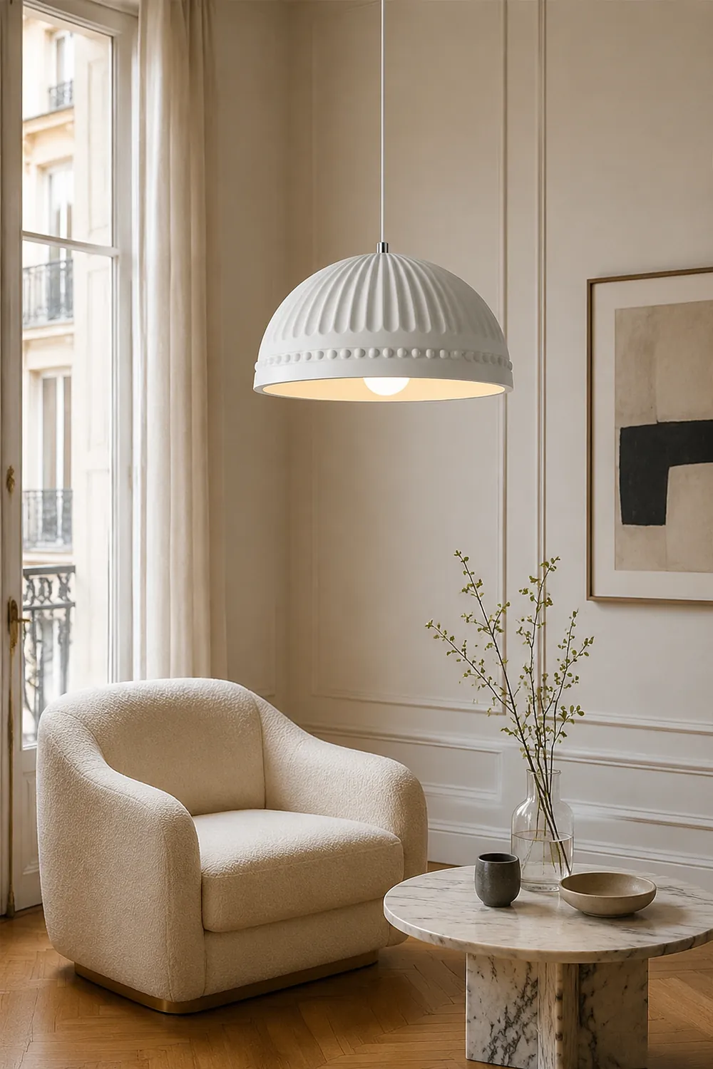 Cream Style Resin Creative Pendant Light - Lumpaz