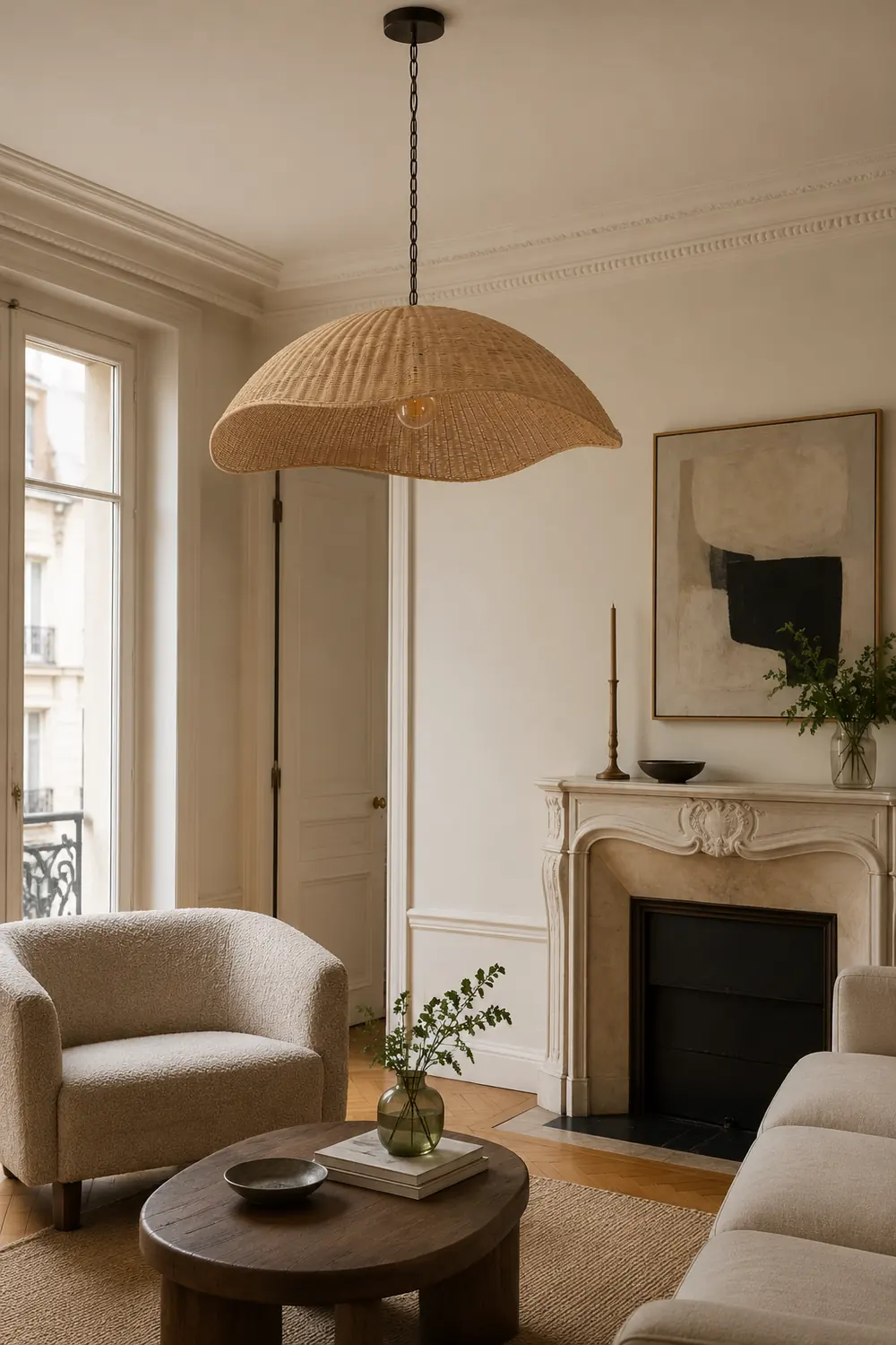 Natural Minimalistic Woven Rattan Handmade Hanging Lamp - Lumpaz