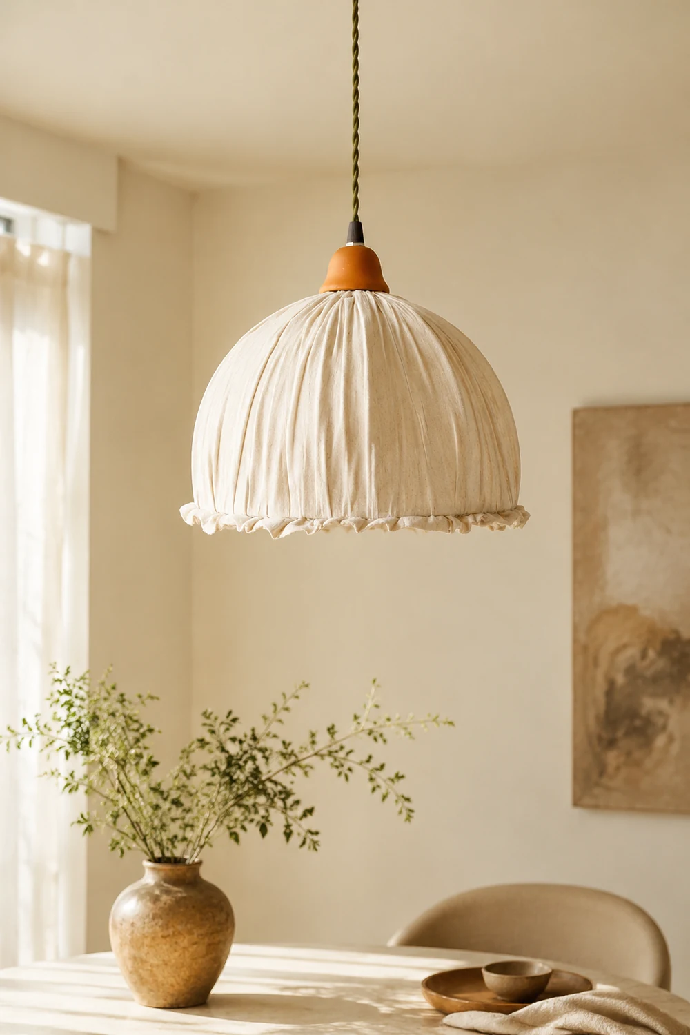 Schlichte Pendelleuchte aus Stoff für Esszimmer & Schlafzimmer - Lumpaz