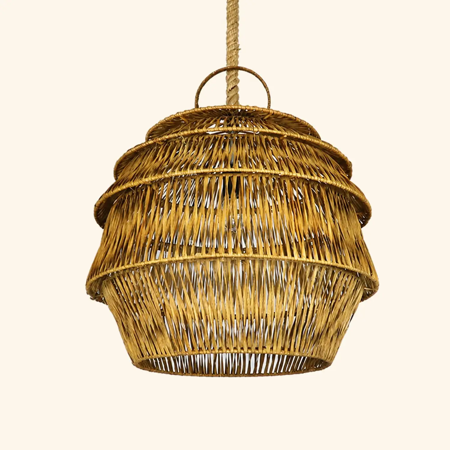 Retro Rattan Basket Pendant Light For Living Room - Lumpaz