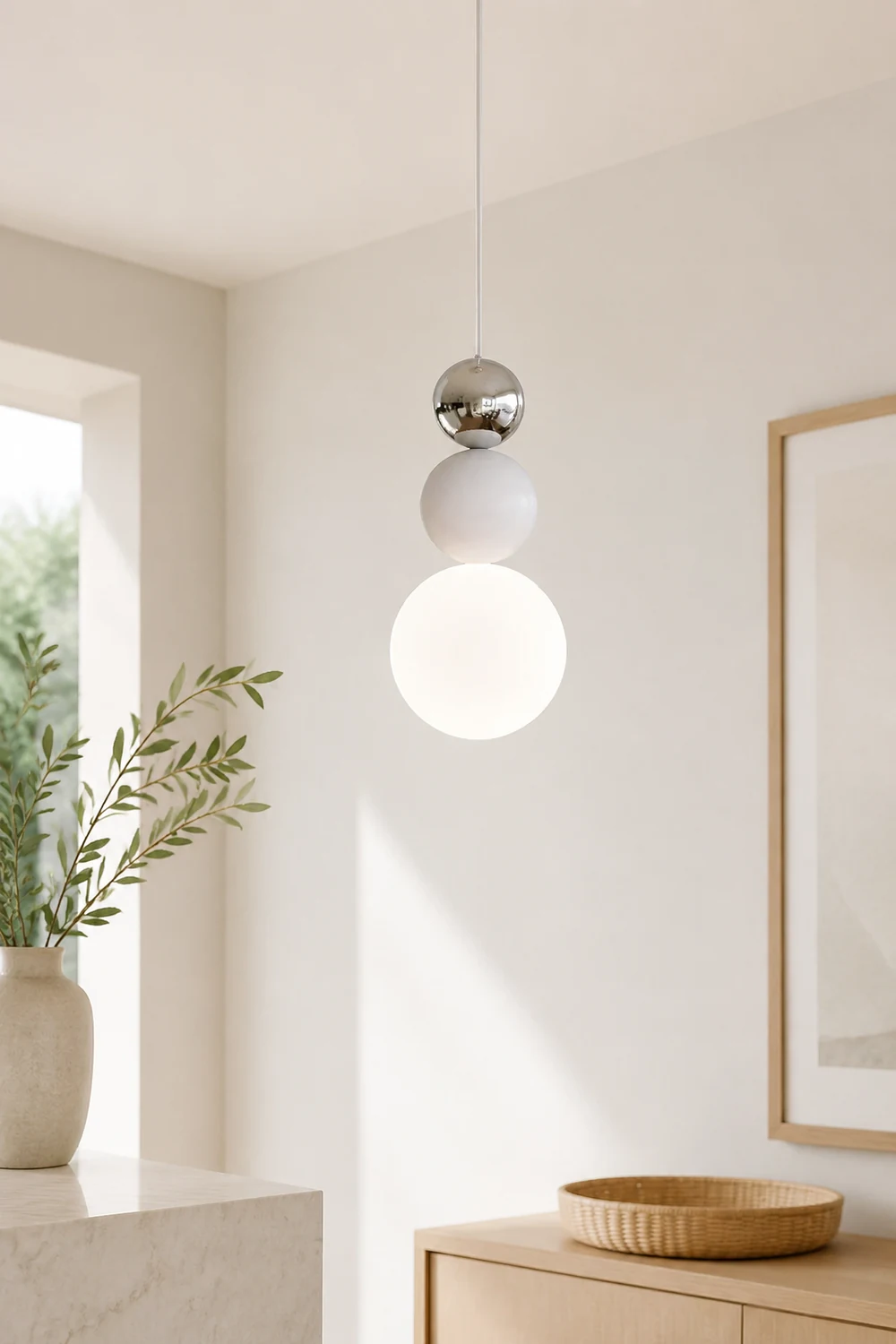 Modern White Glass Hanging Pendant Light - Lumpaz