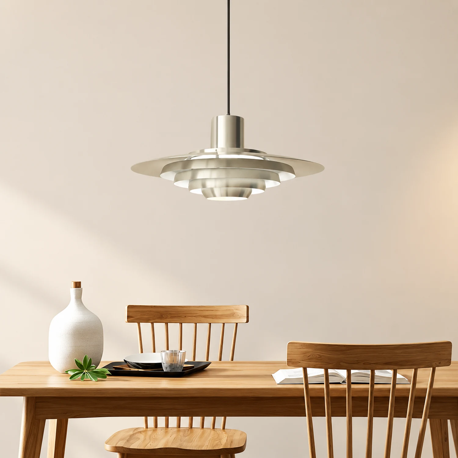 Large Brass Mid Century Modern Hanging Lamp Pendant Light - Lumpaz