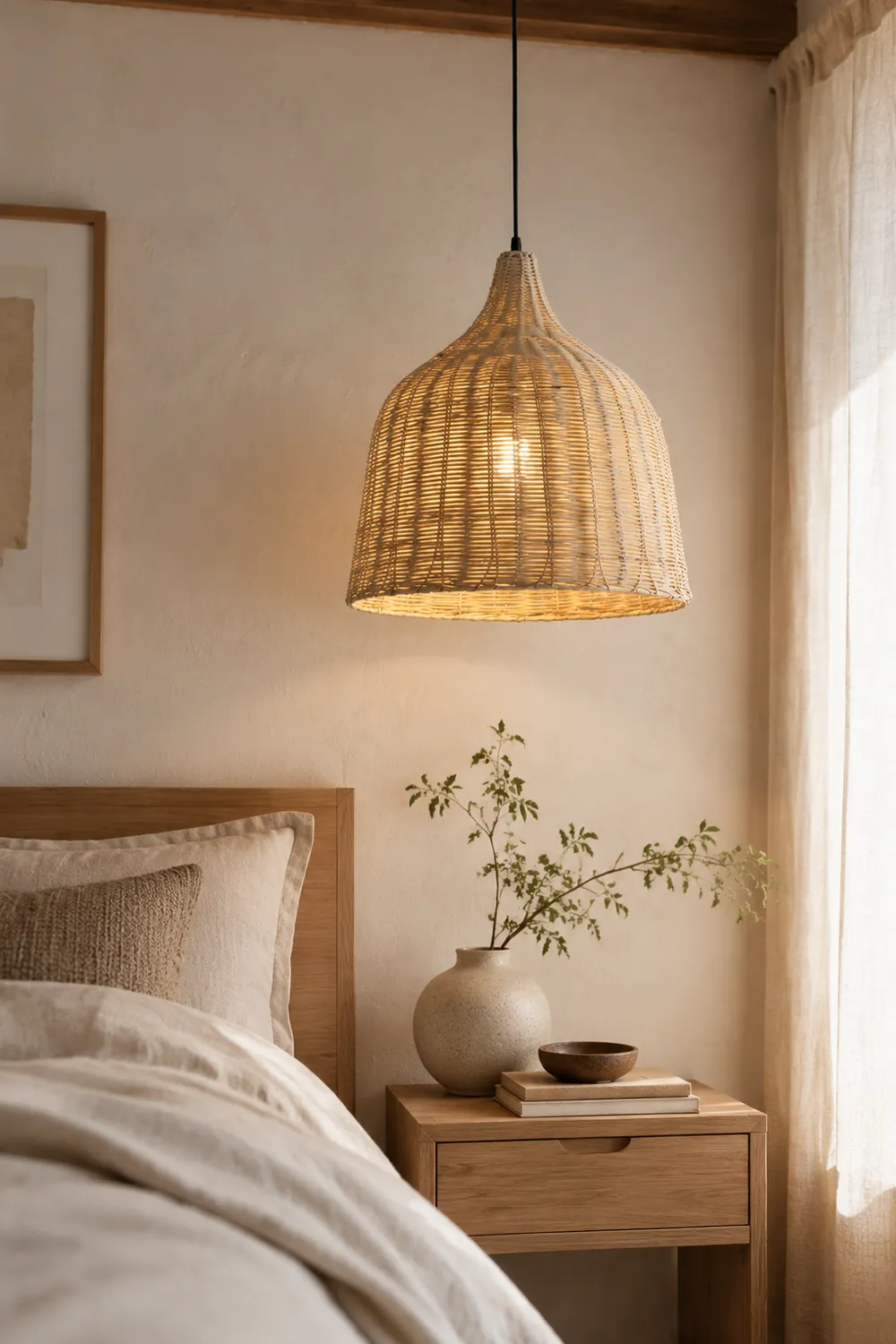 Bamboo Rattan Basket Pendant Light For Kitchen - Lumpaz