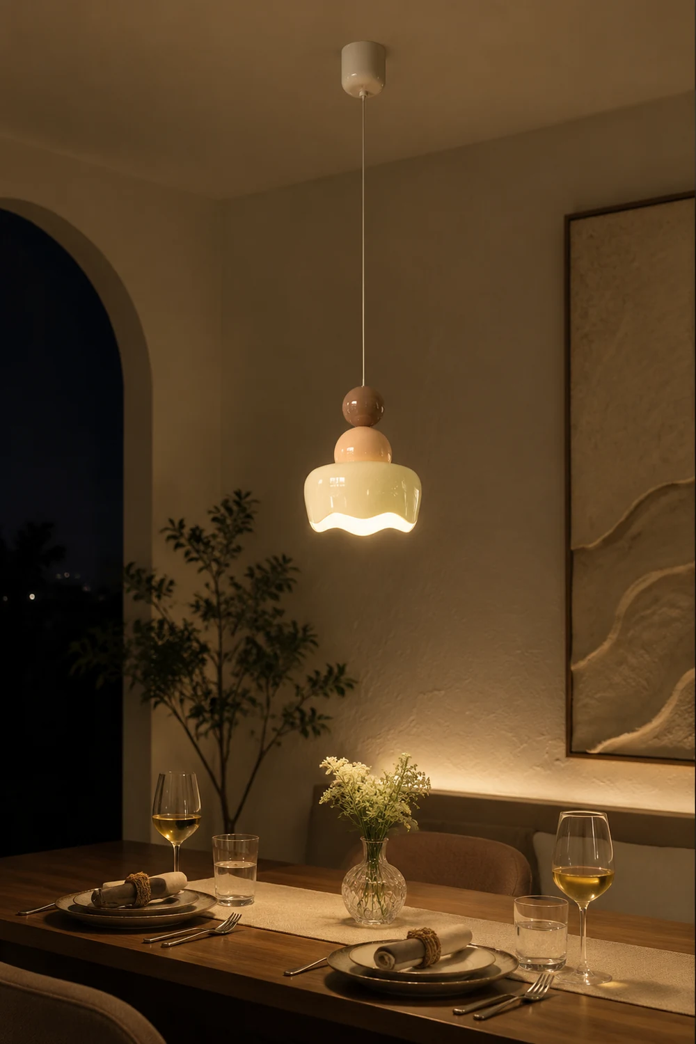 Cream Sunny Bedroom Bedside Pendant Lamp - Lumpaz
