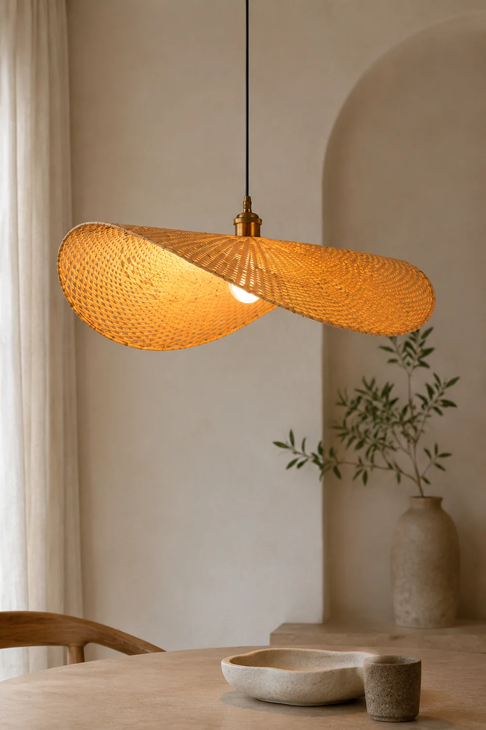 Handmade Natural Bamboo Wicker Pendant Lamp For Living Room - Lumpaz