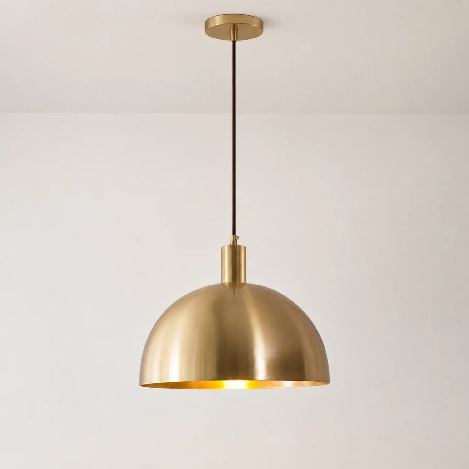 Mid-Century Modern Brass Dome Hanging Pendant Light - Lumpaz