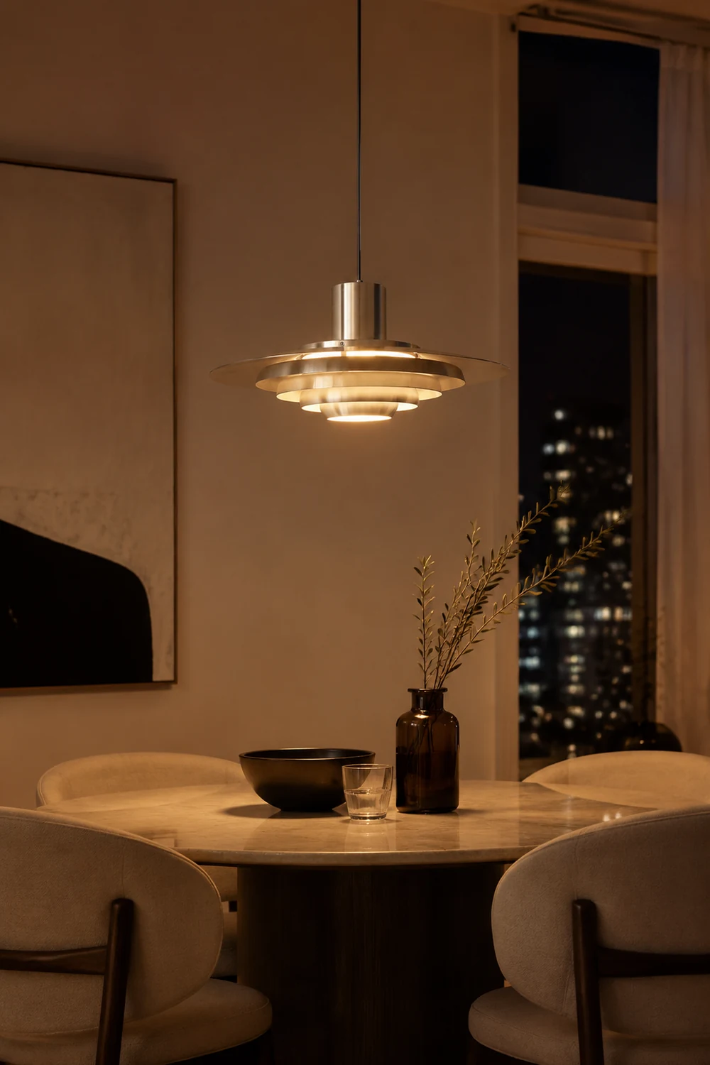 Large Brass Mid Century Modern Hanging Lamp Pendant Light - Lumpaz