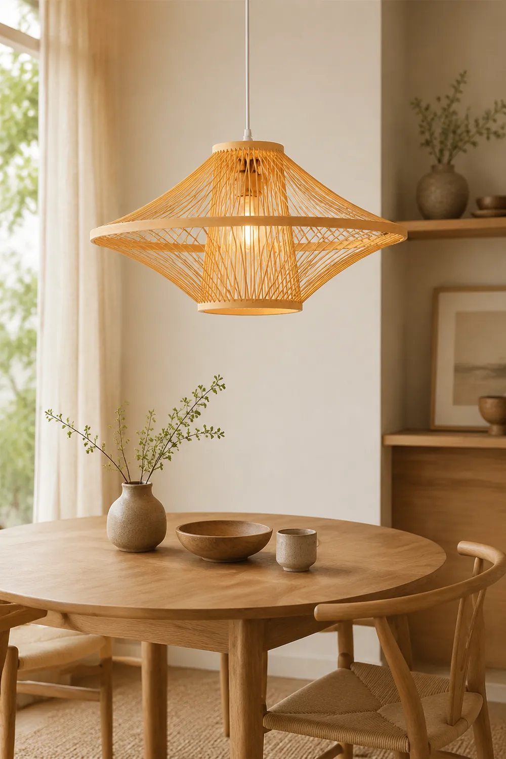 Short Handcrafted Woven Lantern Pendant Light For Living Room - Lumpaz