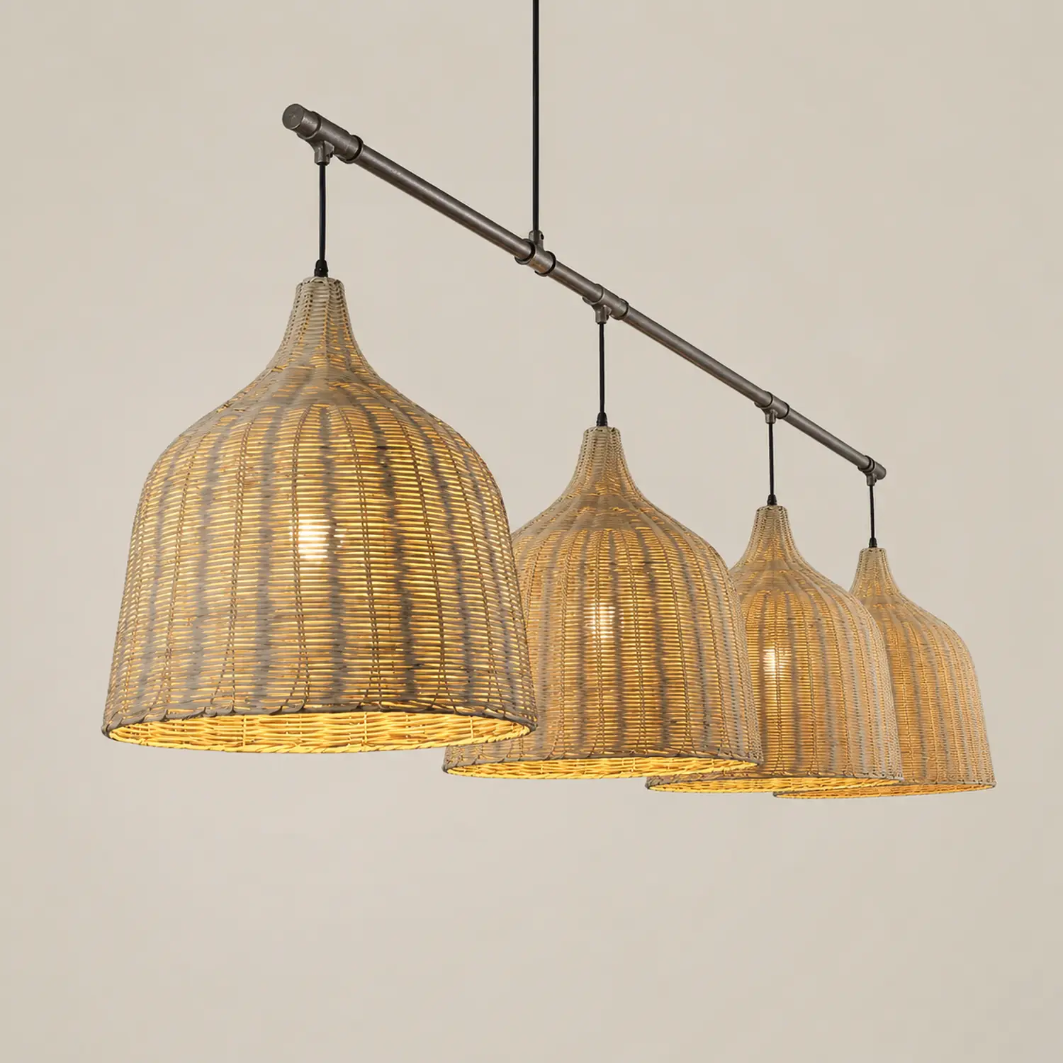 Bamboo Rattan Basket Pendant Light For Kitchen - Lumpaz