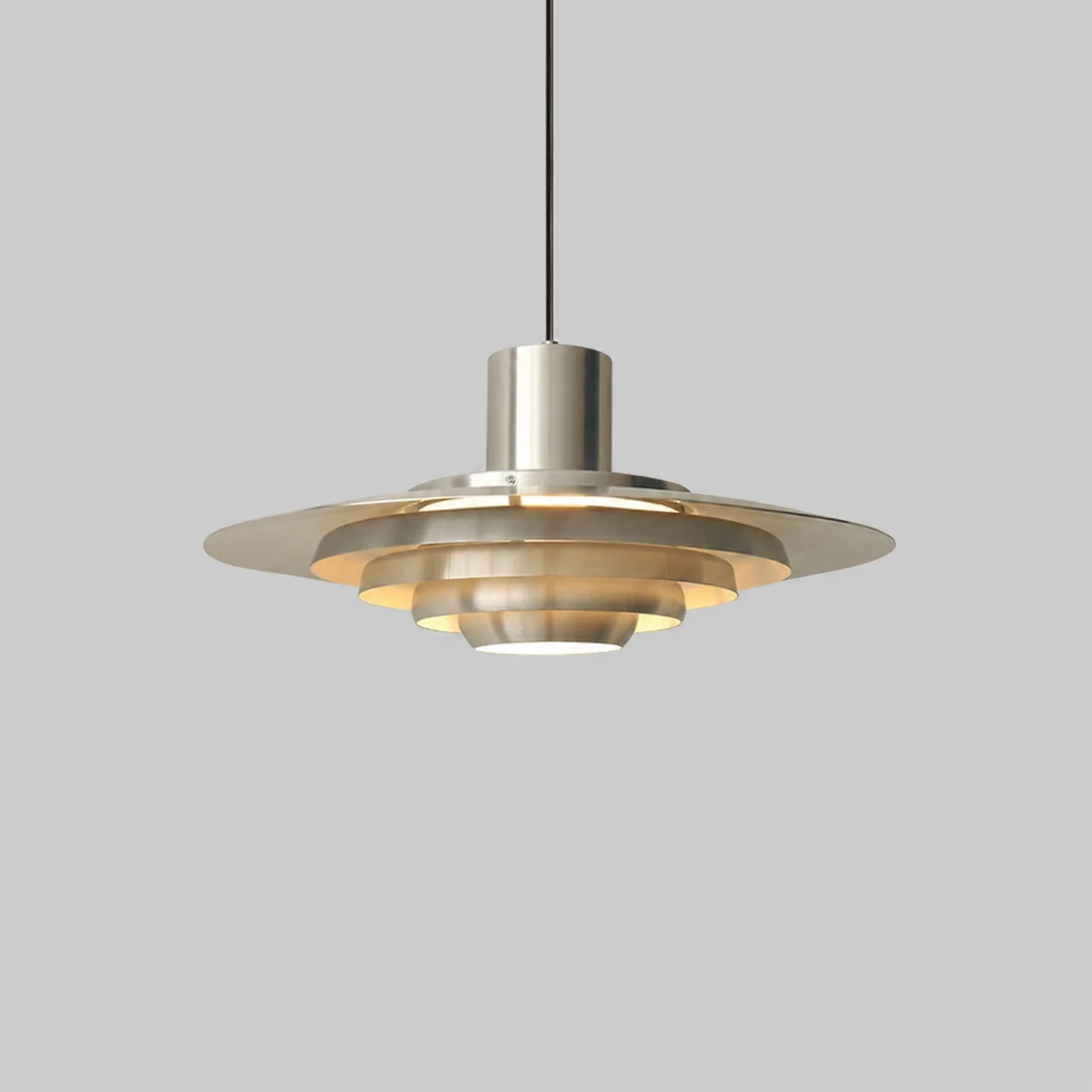 Large Brass Mid Century Modern Hanging Lamp Pendant Light - Lumpaz