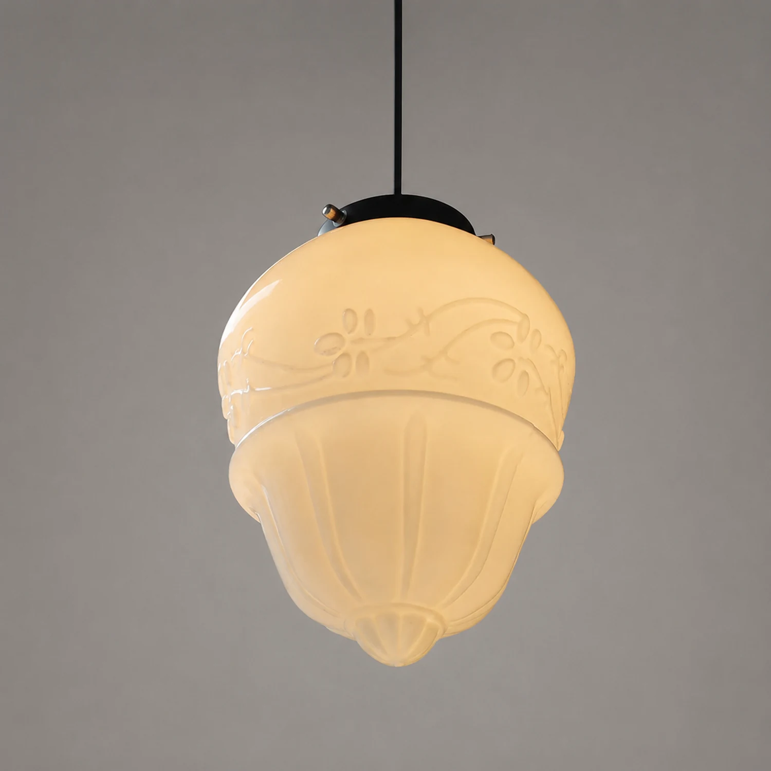 Retro Milk White Glass Geometric Jar Pendant Light - Lumpaz