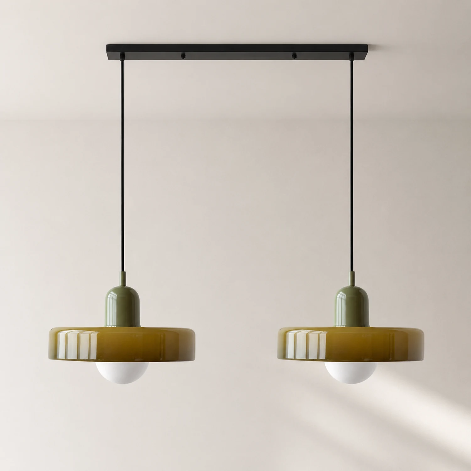 2 Heads Modern Bauhaus Glass Pendant Light - Lumpaz