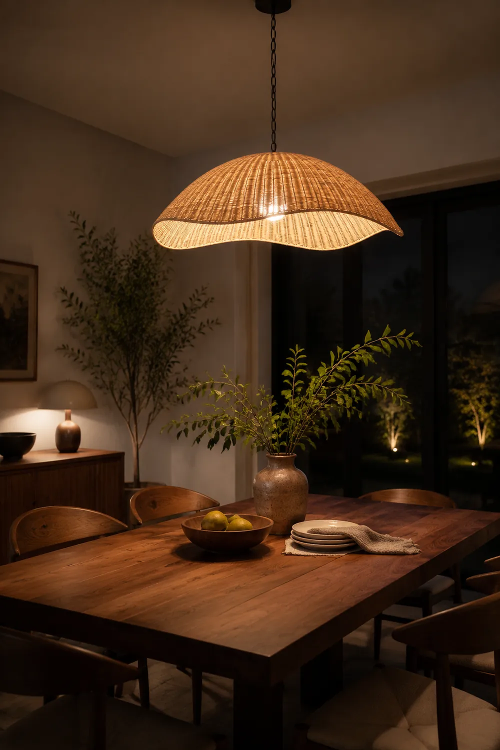 Natural Minimalistic Woven Rattan Handmade Hanging Lamp - Lumpaz