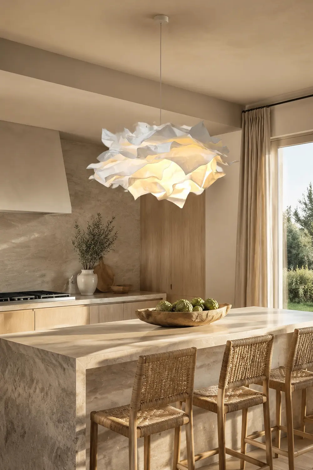 White Pendant Light Art Decor Hanging Lights For Bedroom - Lumpaz
