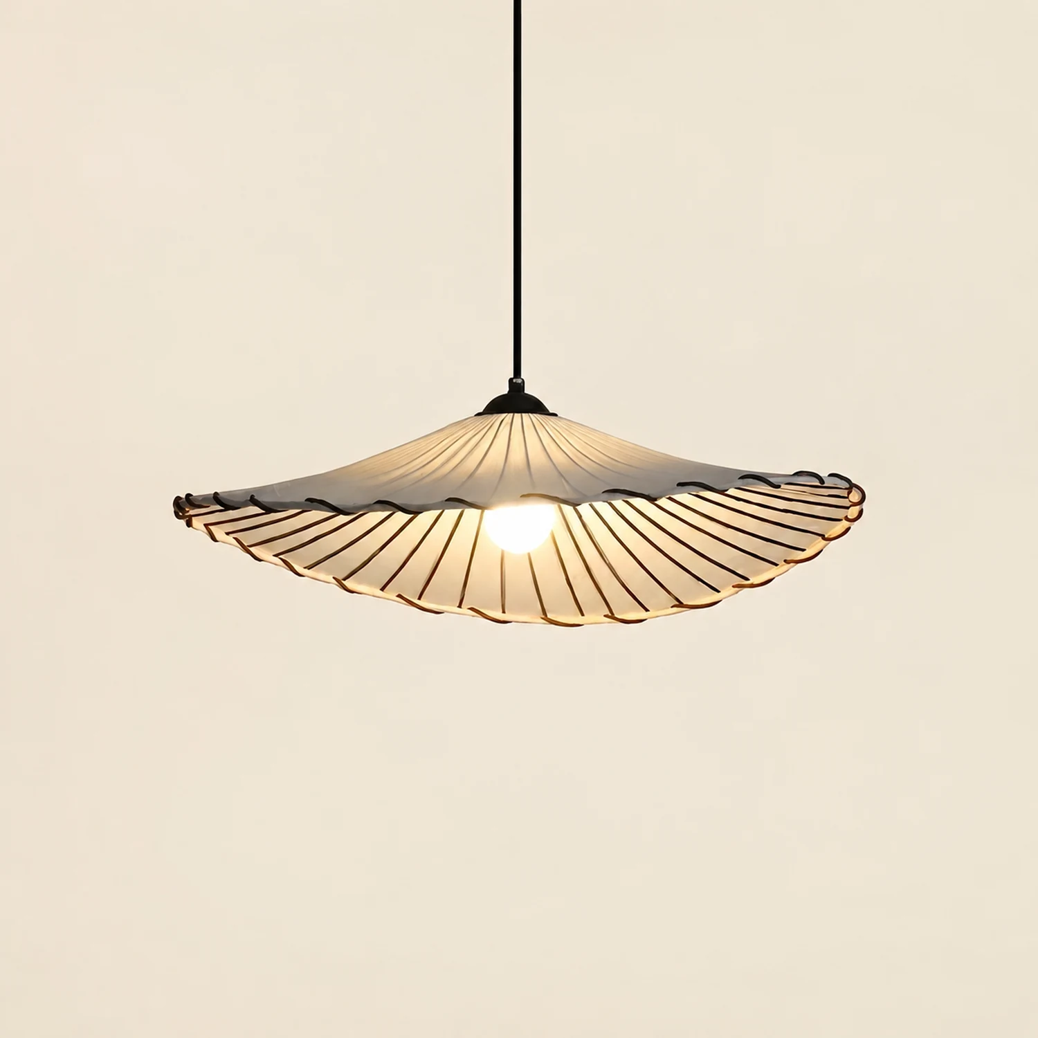 Wabi-Sabi Vintage Lotus Leaf Fabric Pendant Light - Lumpaz
