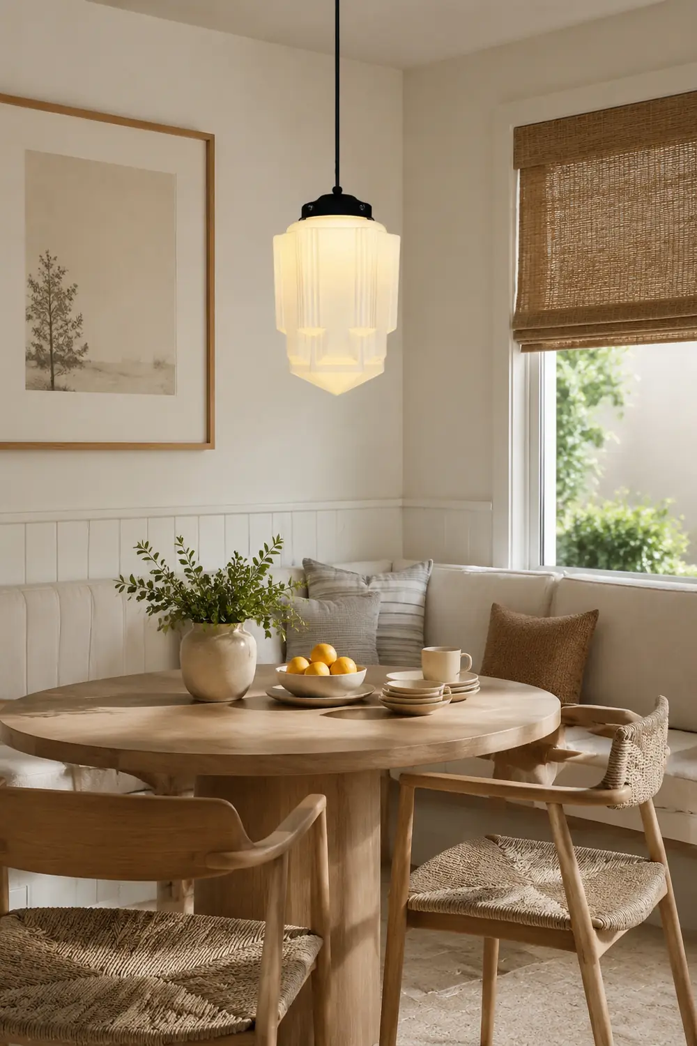 Retro Milk White Glass Geometric Jar Pendant Light - Lumpaz