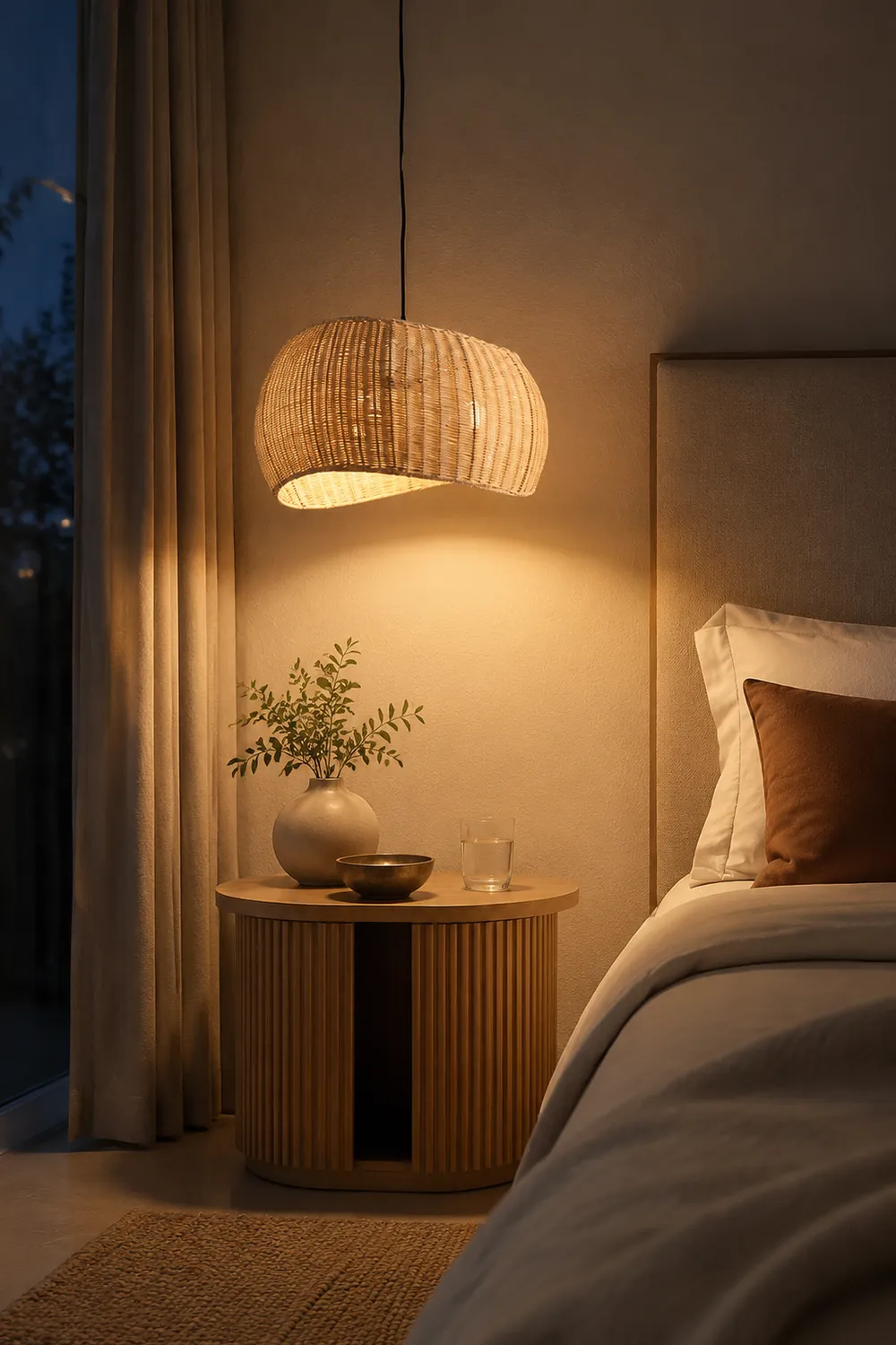 Natural Wicker Hanging Light Rattan Pendant Lampshade - Lumpaz