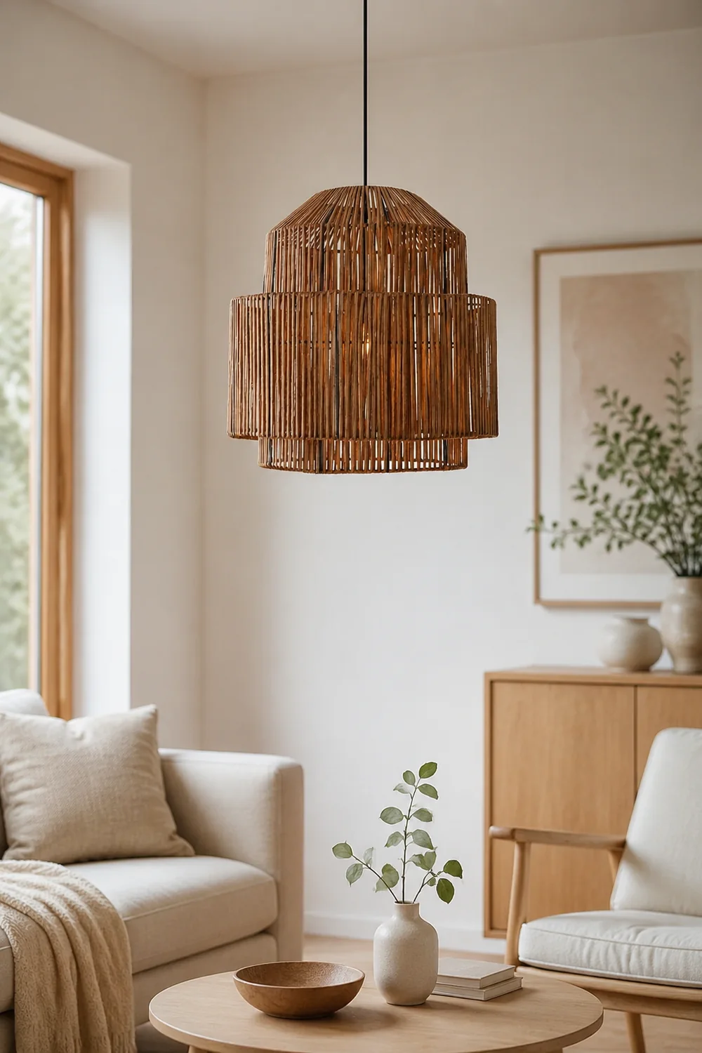 Handwoven Rattan Modern Pendant Lighting For Kitchen Island - Lumpaz