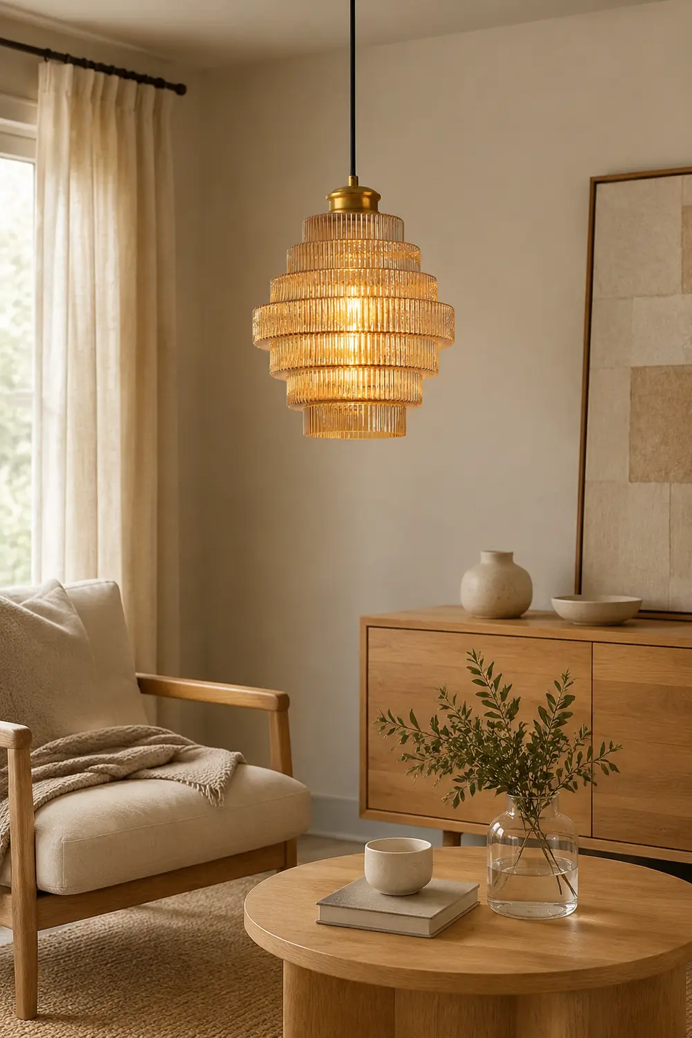 Bottle Shaped Brass Glass Pendant Light - Lumpaz