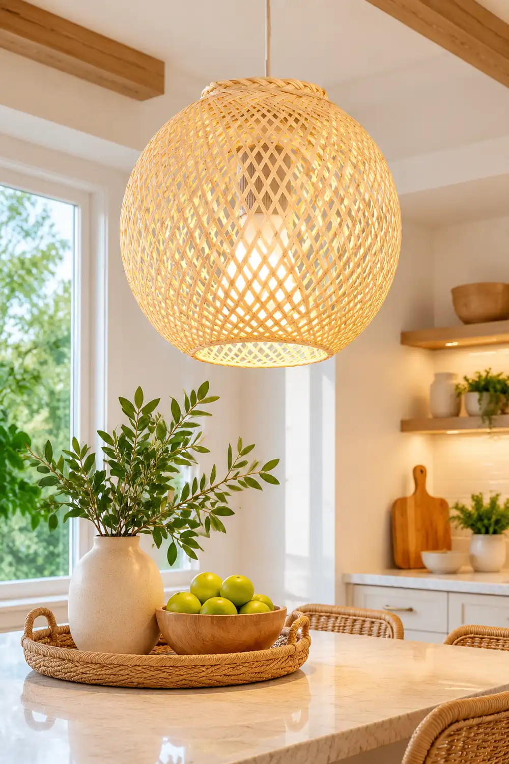 Round Modern Basket Pendant Light For Living Room - Lumpaz
