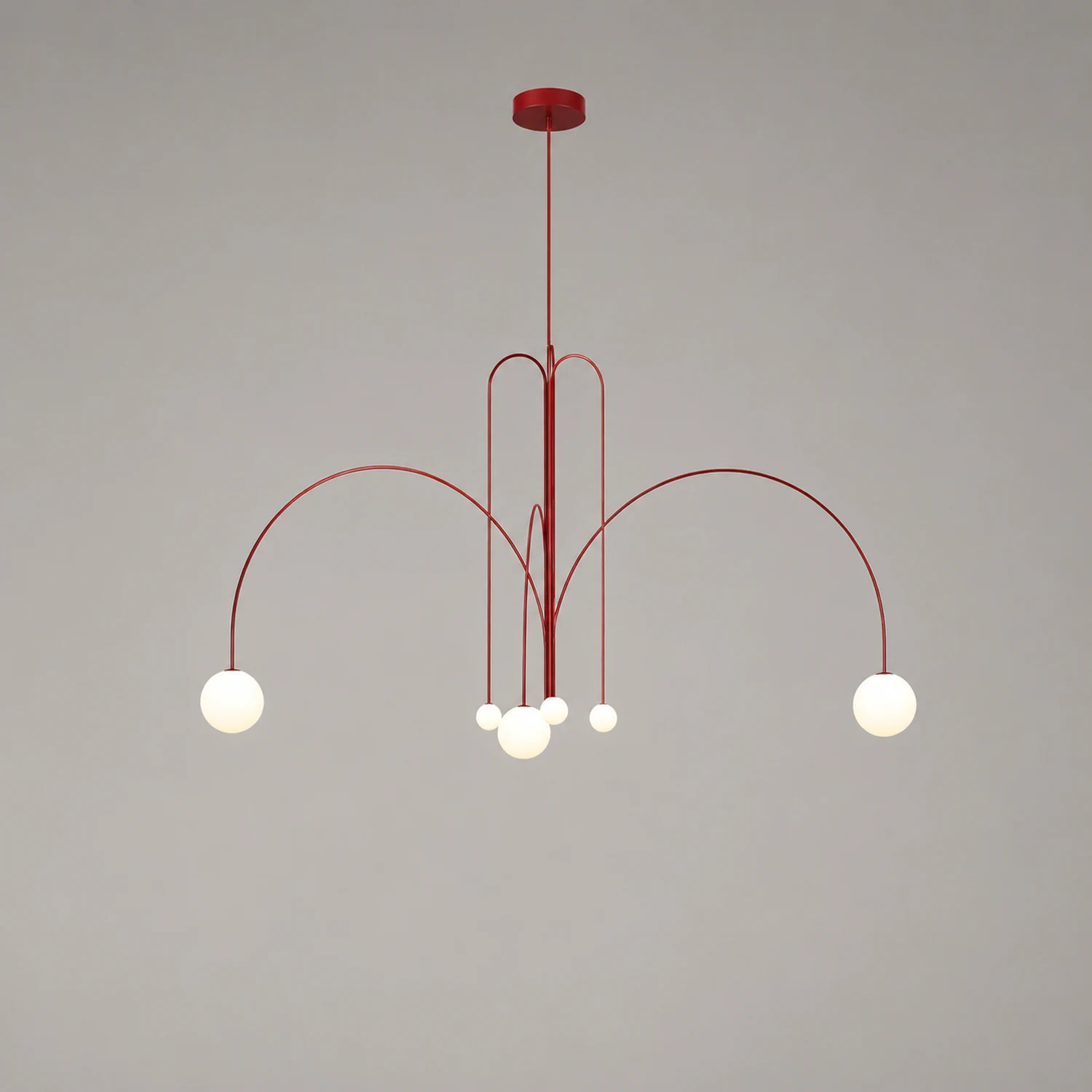 Red Art Deco Long Line Type Metal Pendant Light - Lumpaz