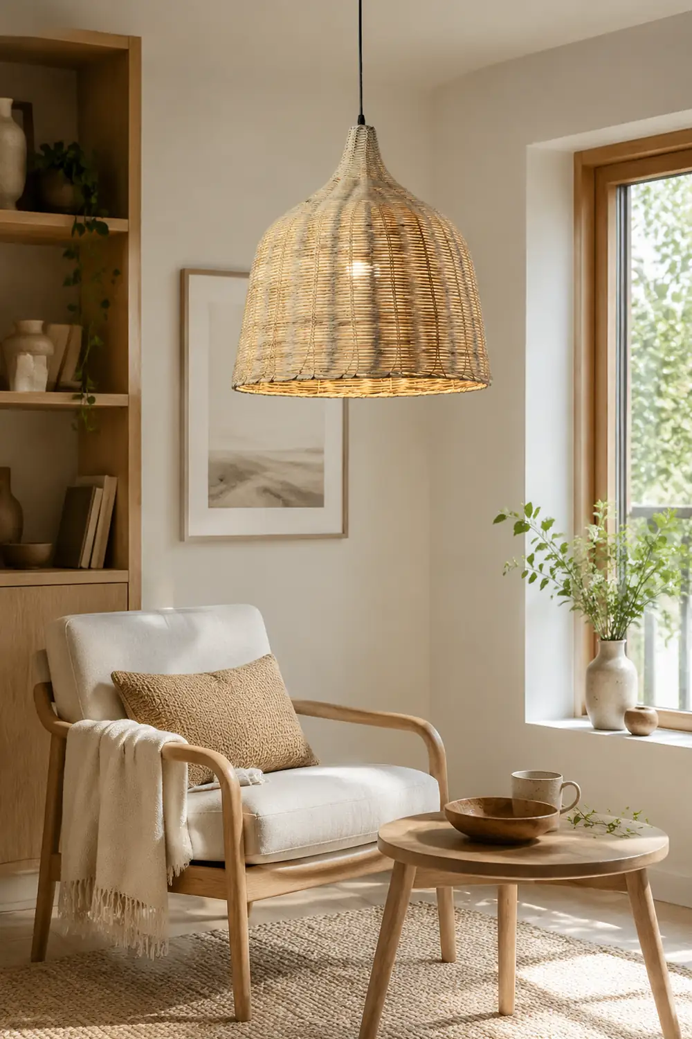 Bamboo Rattan Basket Pendant Light For Kitchen - Lumpaz