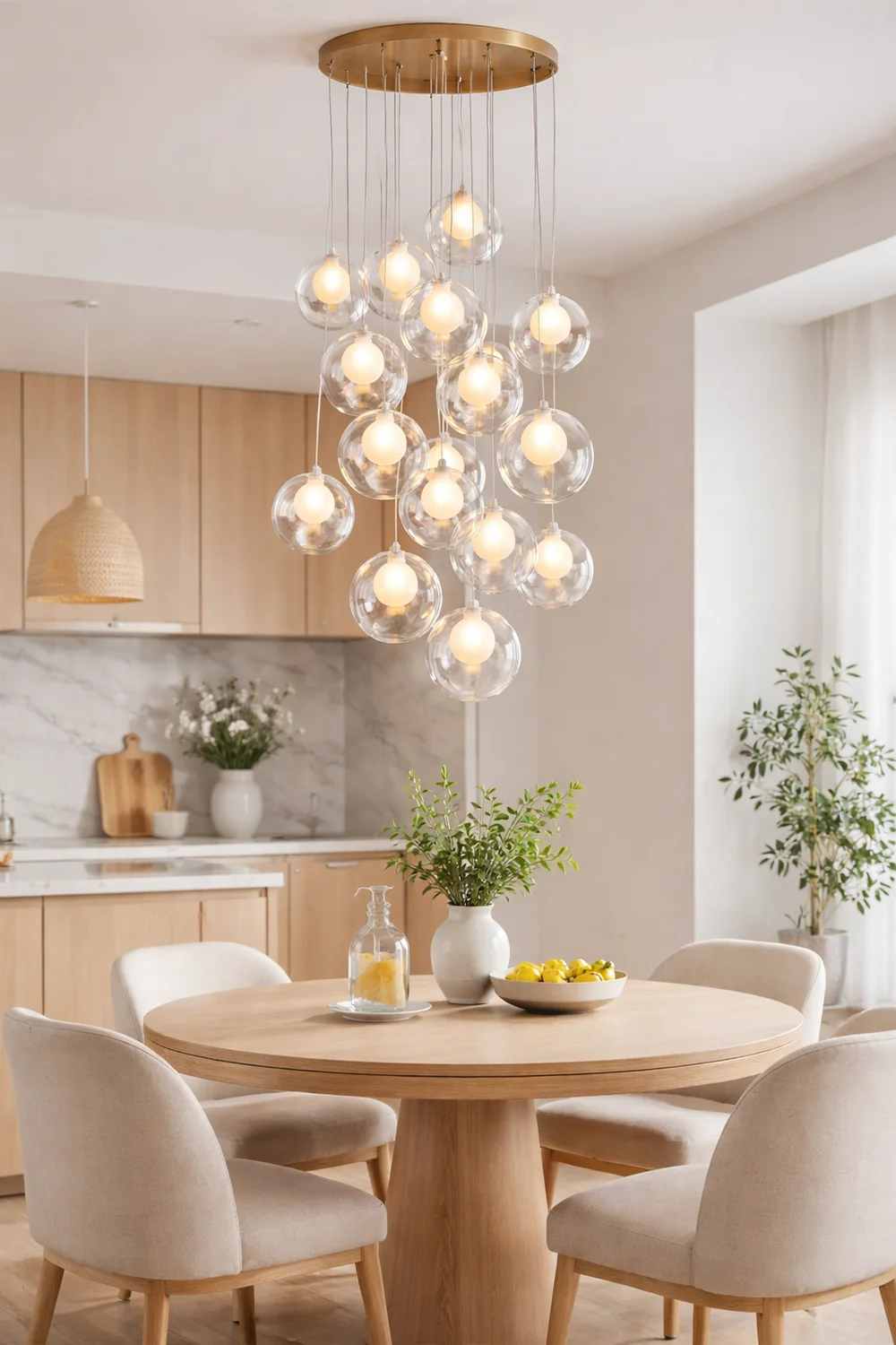 Multi-heads Glass Globe Cluster Stairway Light Pendant Light - Lumpaz