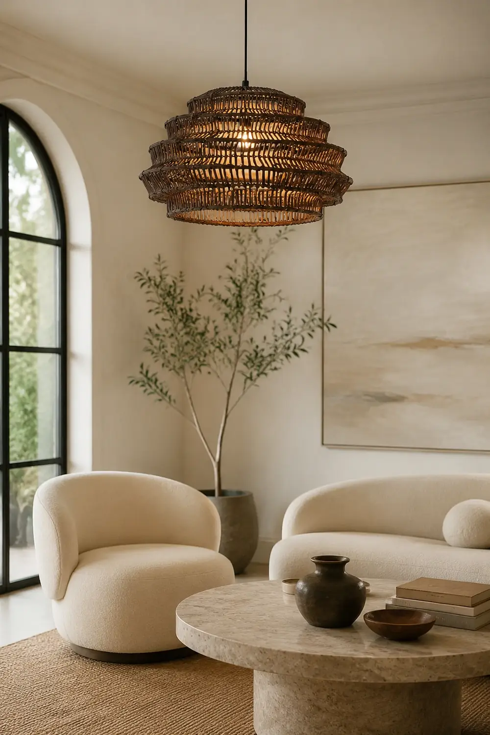 Modern Rattan Cage Pendant Light - Lumpaz