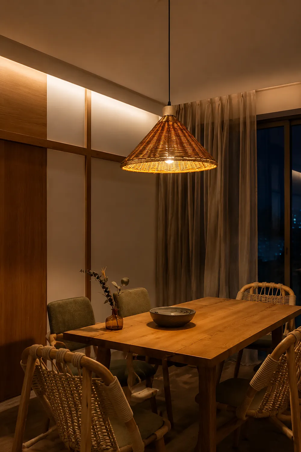 Brown Rattan Basket Pendant Lighting Fixture - Lumpaz