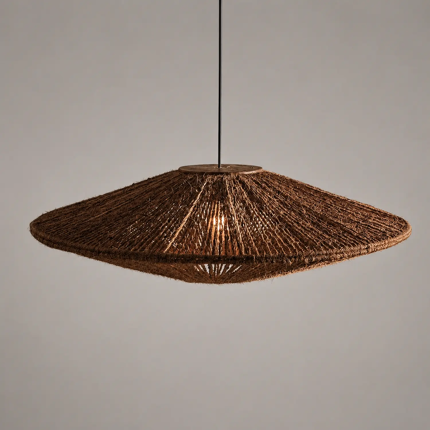 Rustic Rattan Brown Pendant Lights - Lumpaz