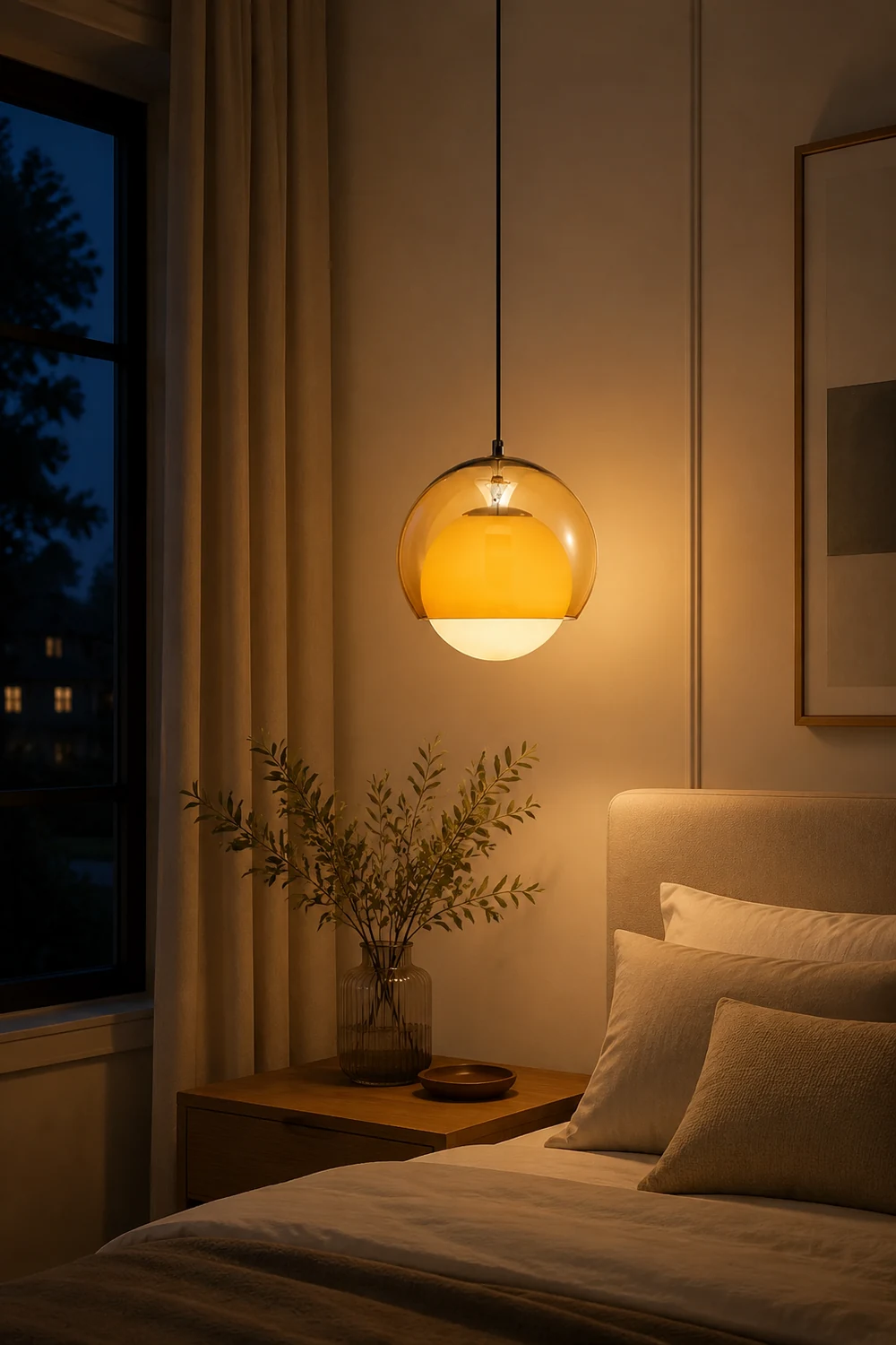 Vintage Orange Bauhaus Glass Pendant Light - Lumpaz