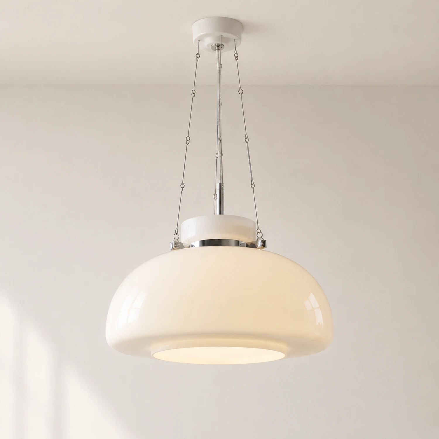 Vintage Milk Dome Glass Pendant Light - Lumpaz