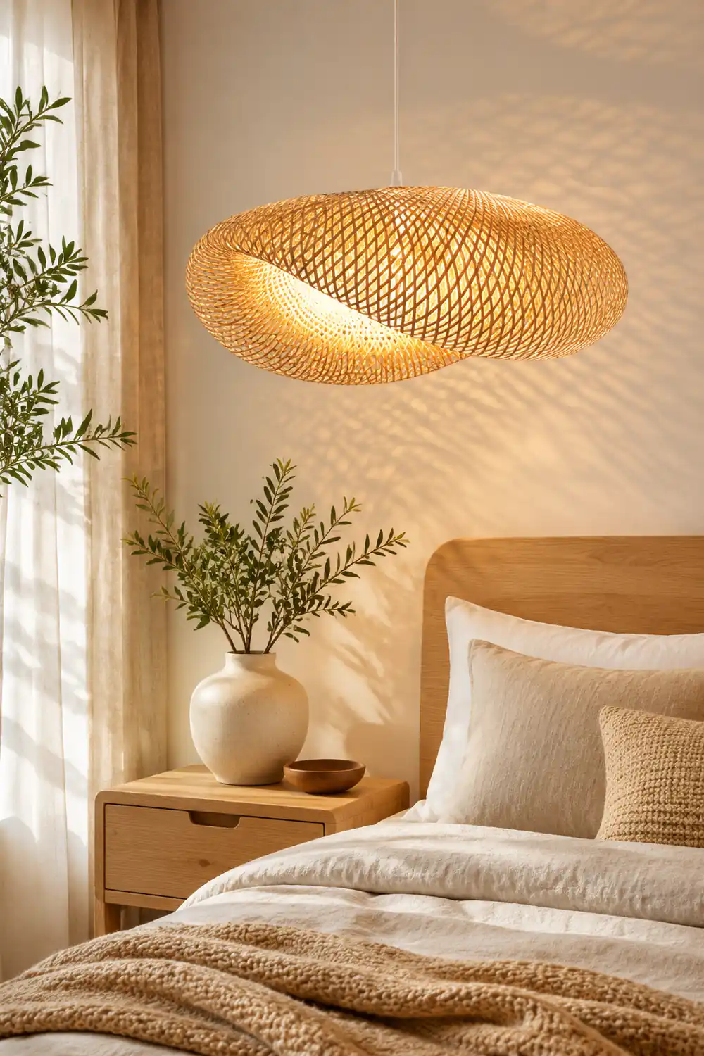 Modern Bamboo Kitchen Island Pendant Light - Lumpaz