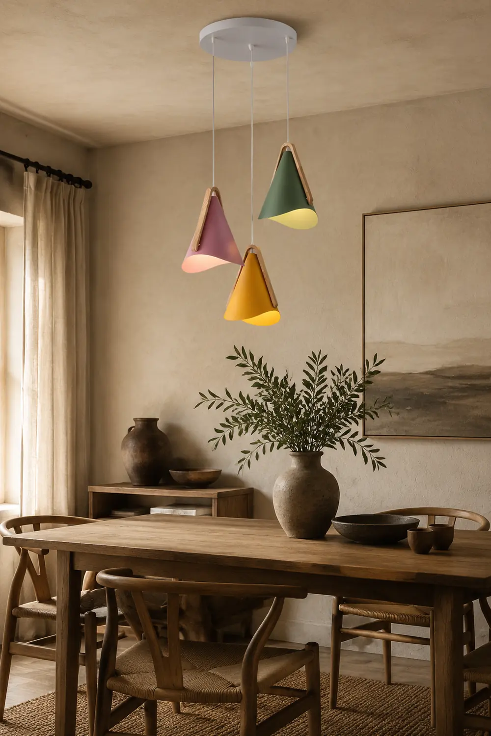 Morandi Cluster-Pendelleuchte 5 Farben, Holz&Metall - Lumpaz