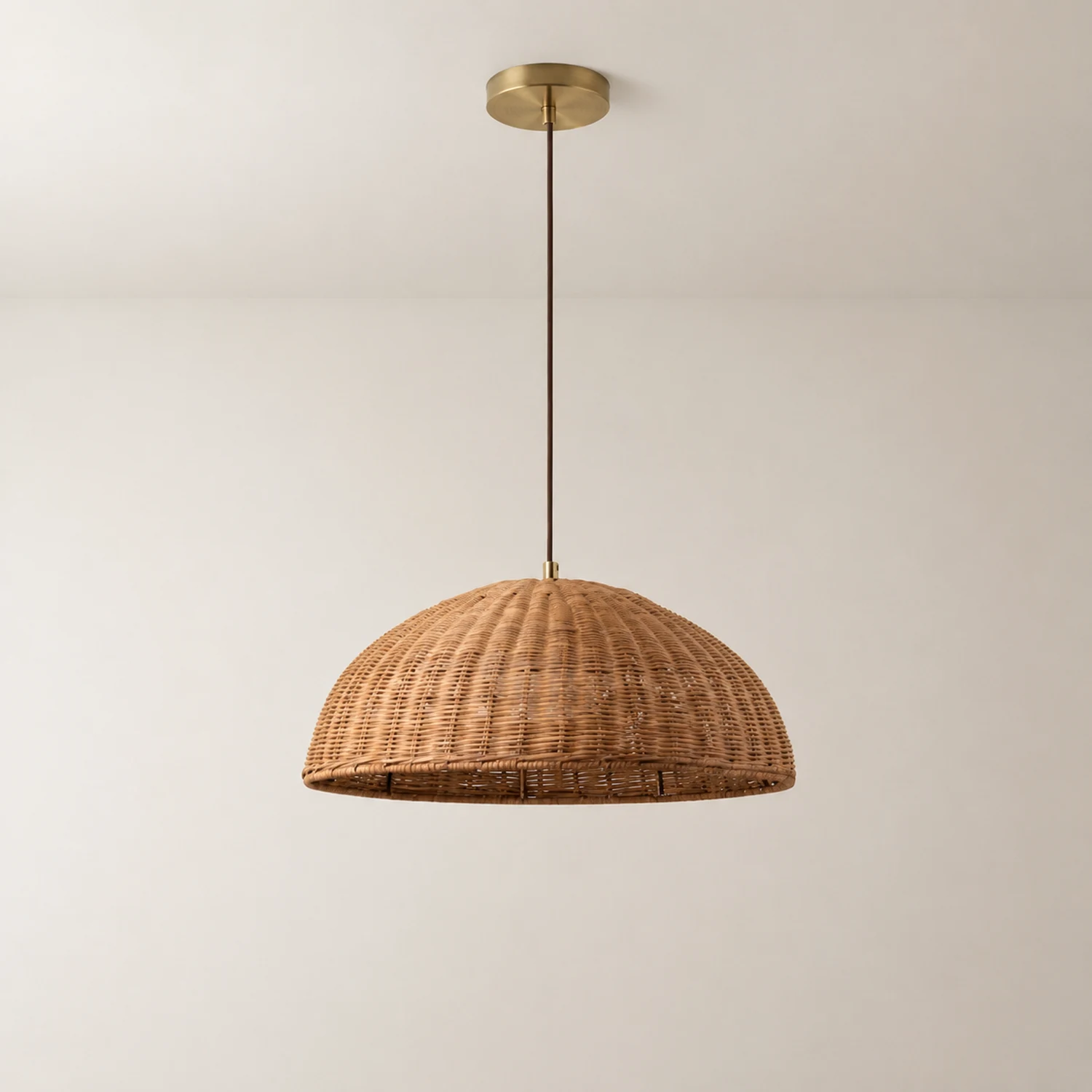 Retro Rattan Dome Pendant Light For Dining Room - Lumpaz