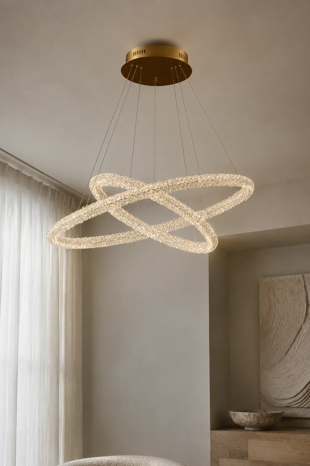 Kristy Kronleuchter, Metall&Kristall, 1/2 Ring - Lumpaz