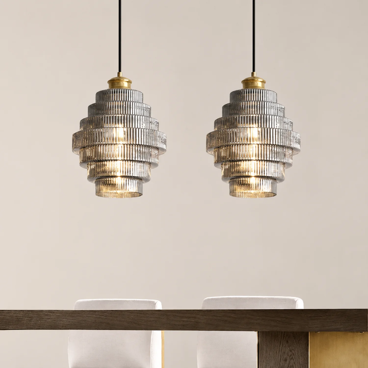 Bottle Shaped Brass Glass Pendant Light - Lumpaz