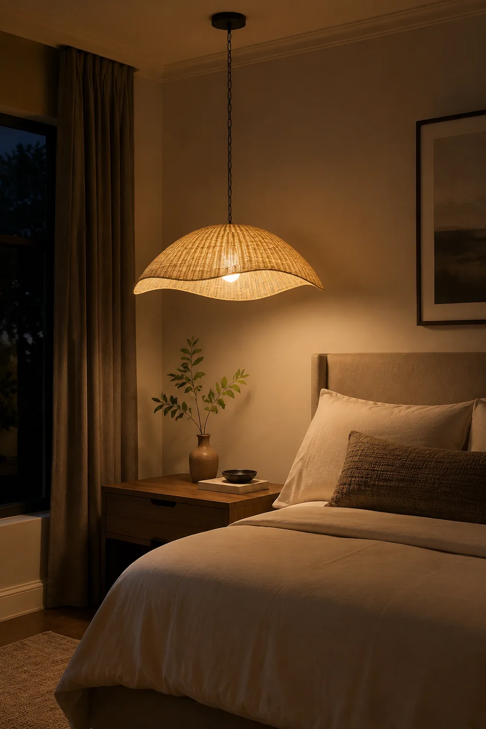 Natural Minimalistic Woven Rattan Handmade Hanging Lamp - Lumpaz