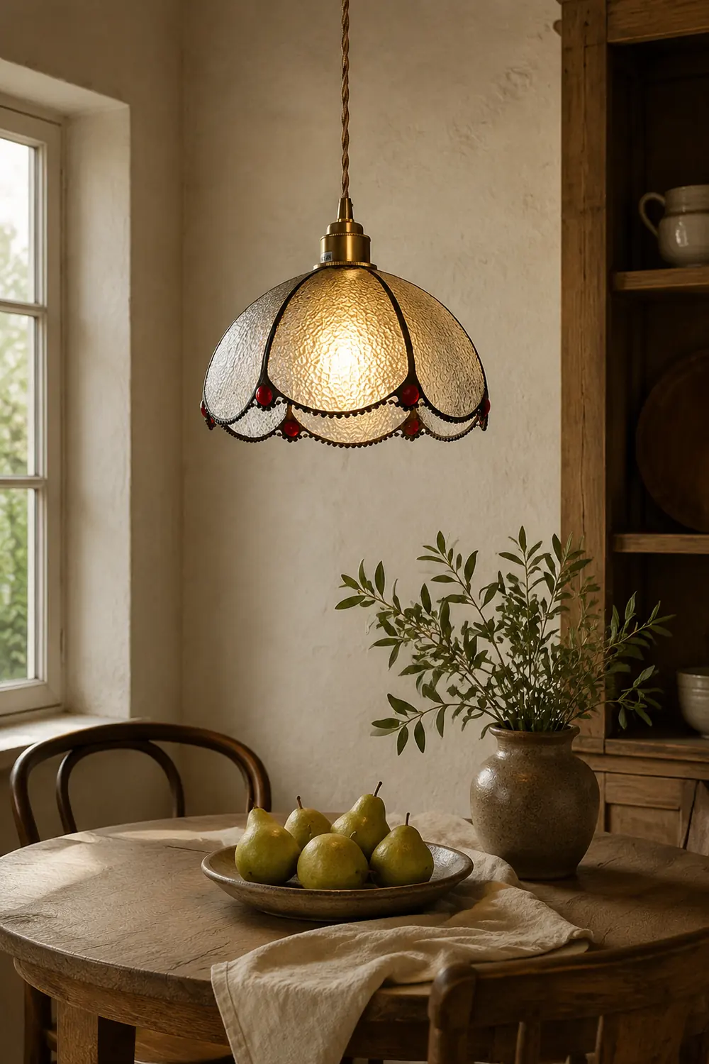 Vintage Stained Glass Dome Tiffany Pendant Light - Lumpaz