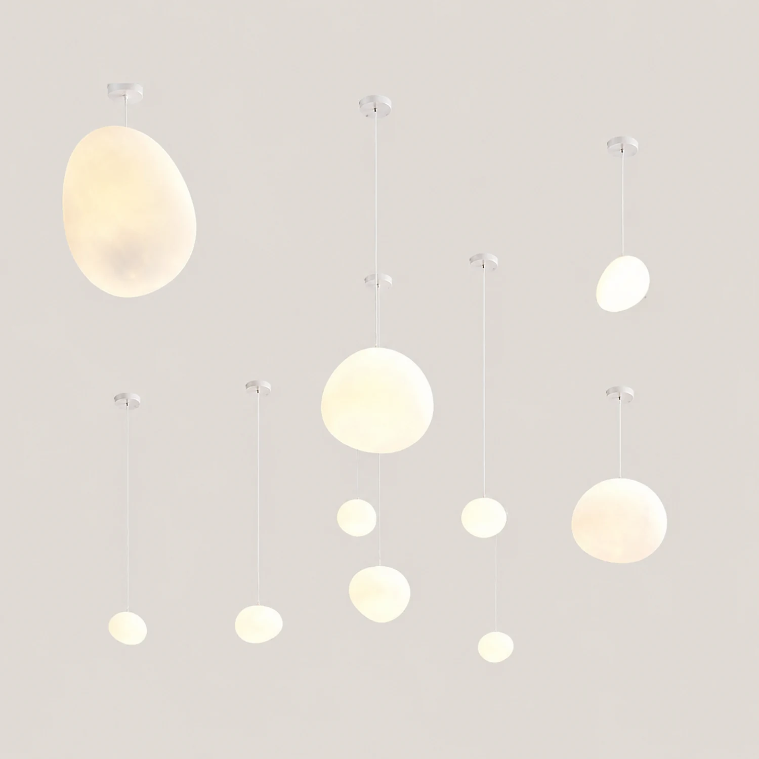 Modern Glass Hanging White Bubble Pendant Lights For Living Room - Lumpaz