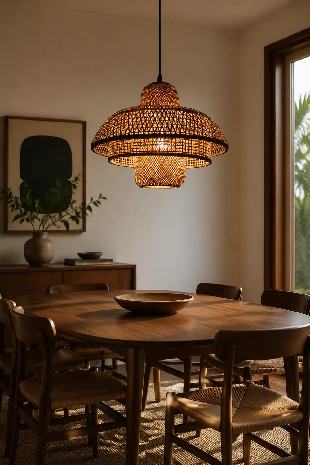 Modern Rattan Dome Latern Pendant Light For Living Room - Lumpaz