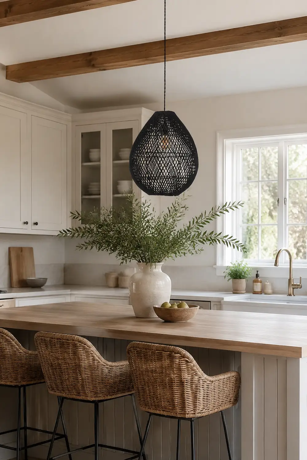 Boho Rattan Handwoven Black Pendant Light - Lumpaz