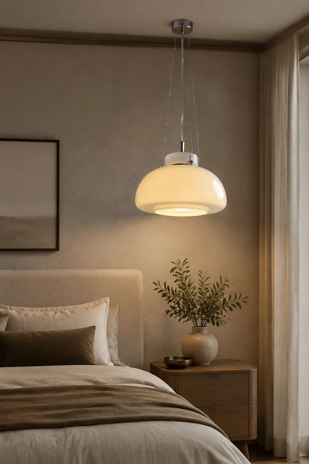Vintage Milk Dome Glass Pendant Light - Lumpaz