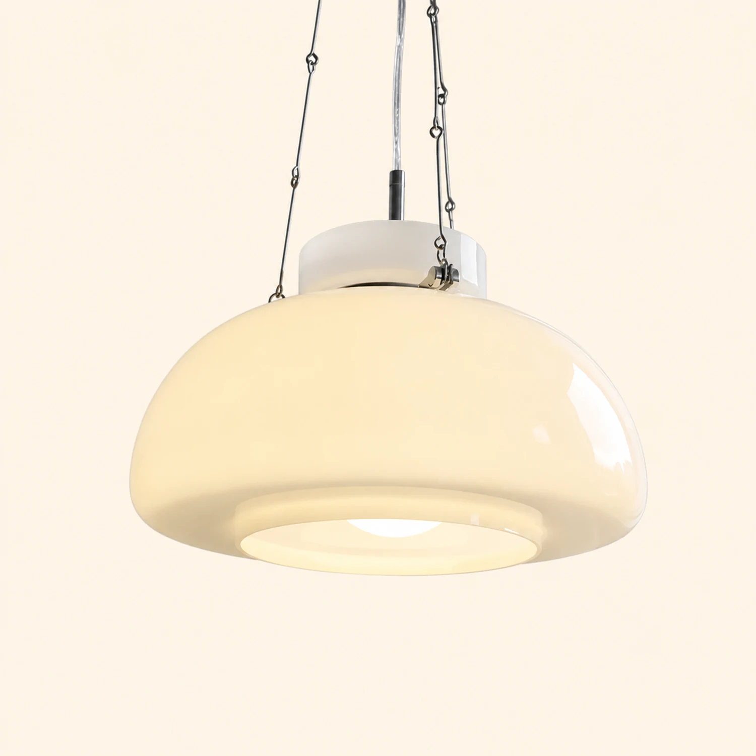 Vintage Milk Dome Glass Pendant Light - Lumpaz