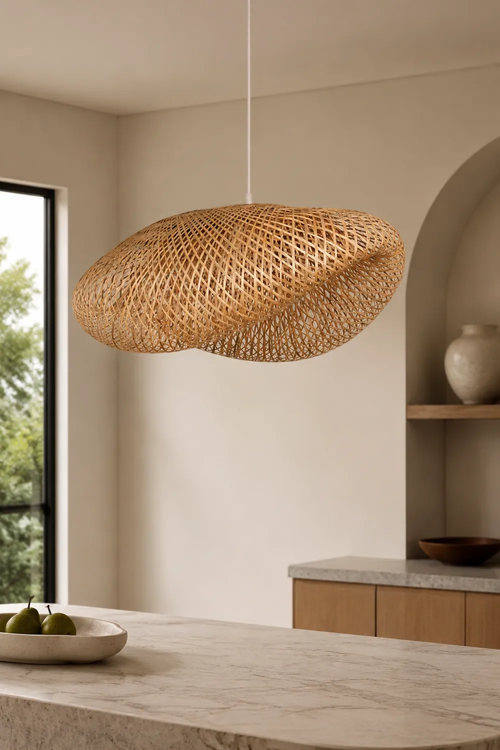Modern Bamboo Kitchen Island Pendant Light - Lumpaz