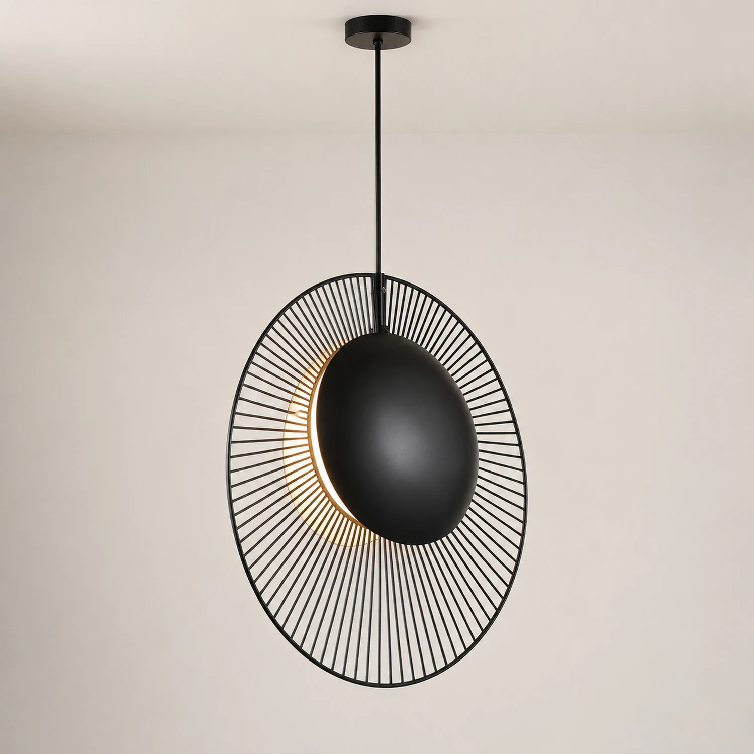 Minimalist Black Metal Pendant Light for Dining Room - Lumpaz