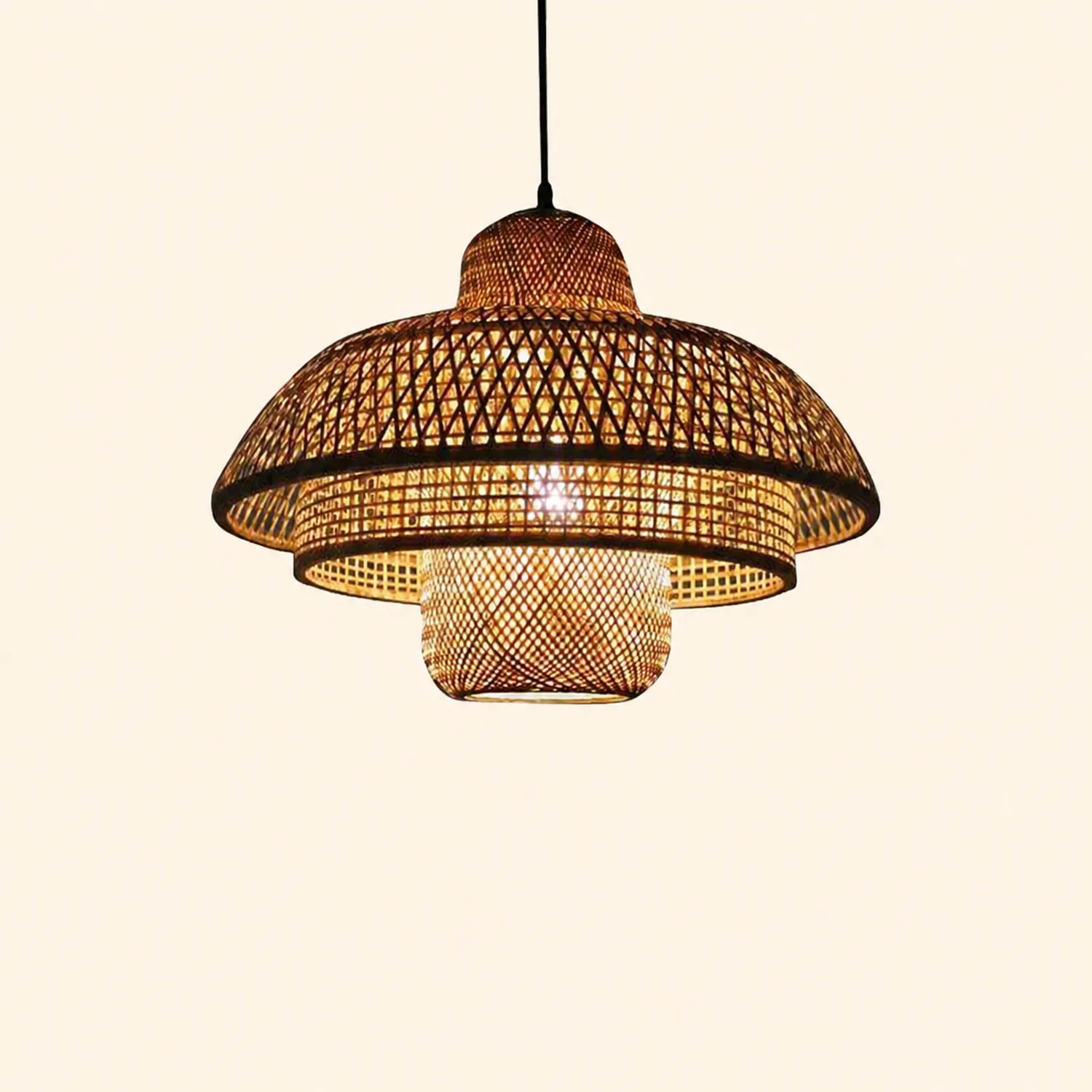 Modern Rattan Dome Latern Pendant Light For Living Room - Lumpaz