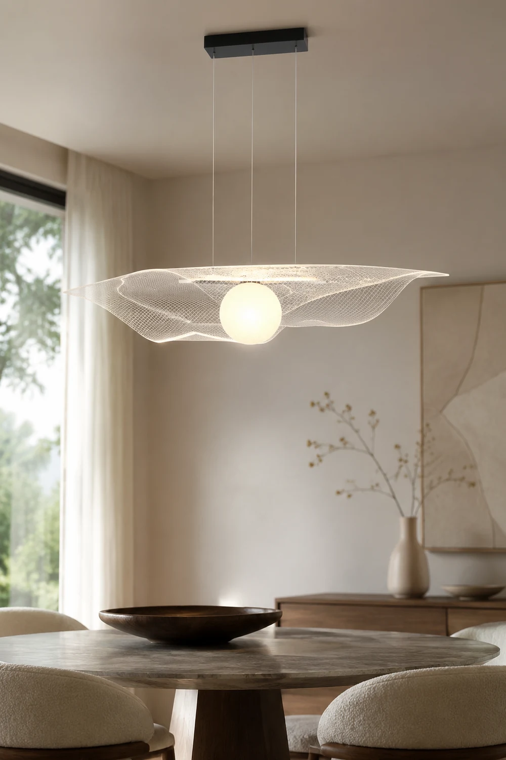 Modern Hat Shape Transparent Acrylic Pendant Light - Lumpaz