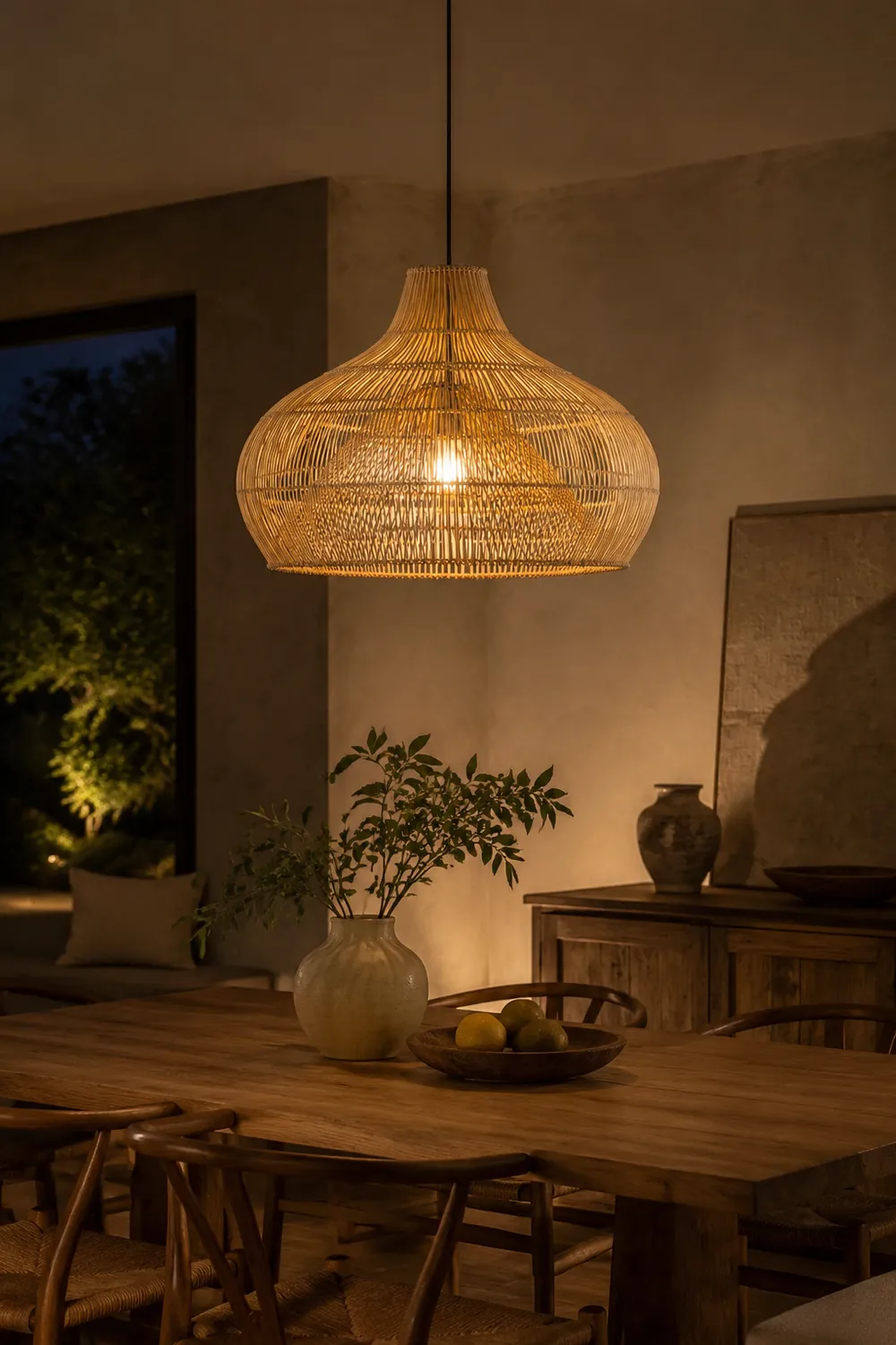 Boho Wicker Lamp Shades Handwoven Kitchen Island Pendant Light - Lumpaz