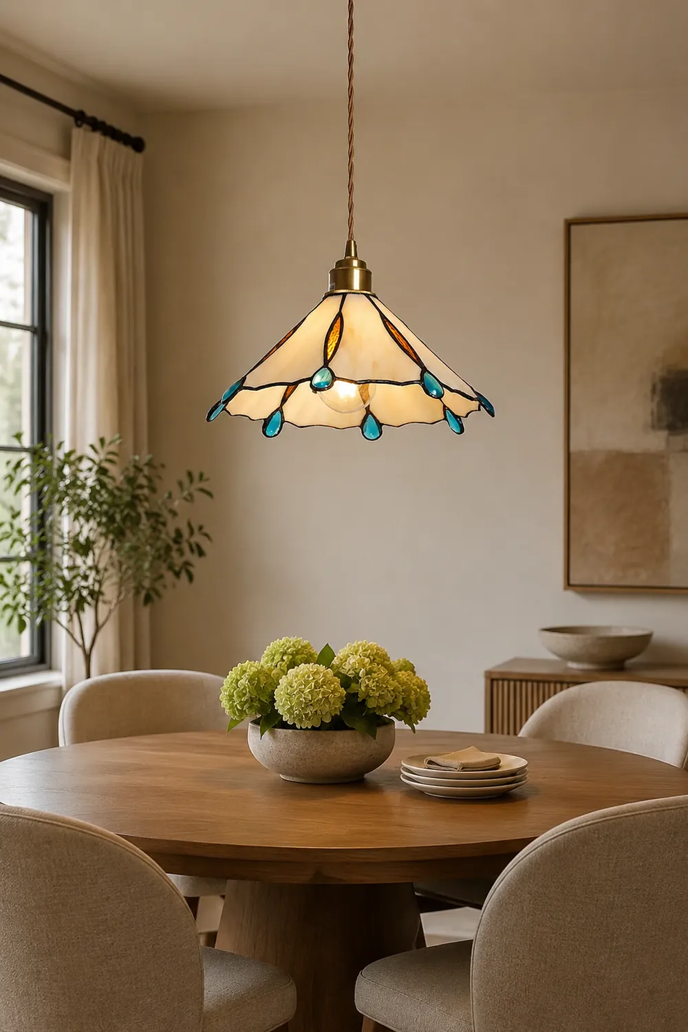Retro Stained Glass Tiffany Pendant Light - Lumpaz